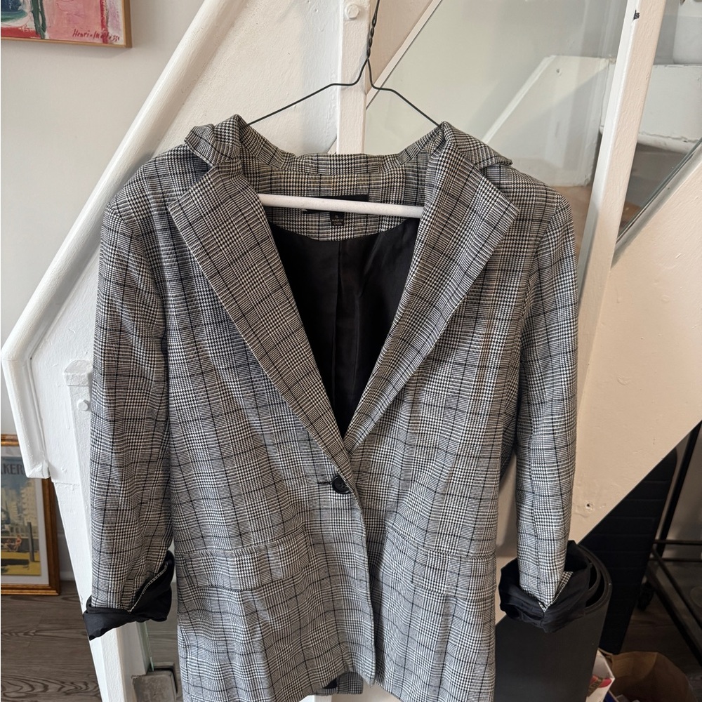 Women's Gray Plaid Blazer